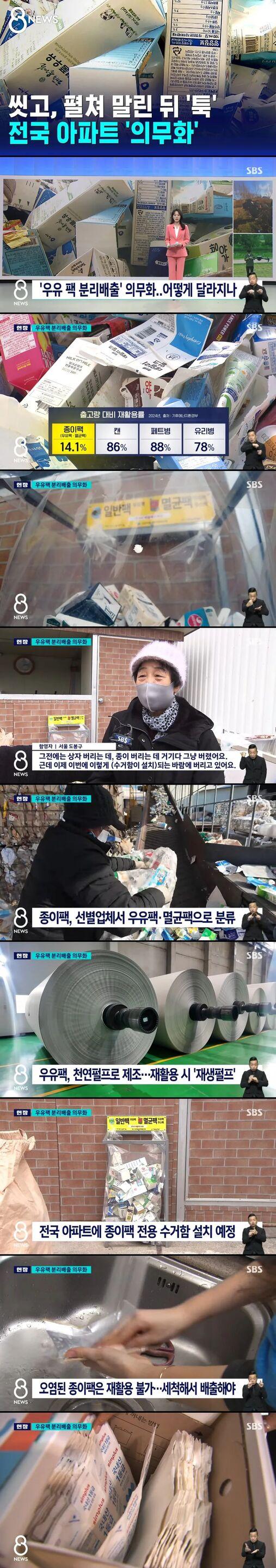 “우유 팩 분리배출” 전국 아파트 의무화